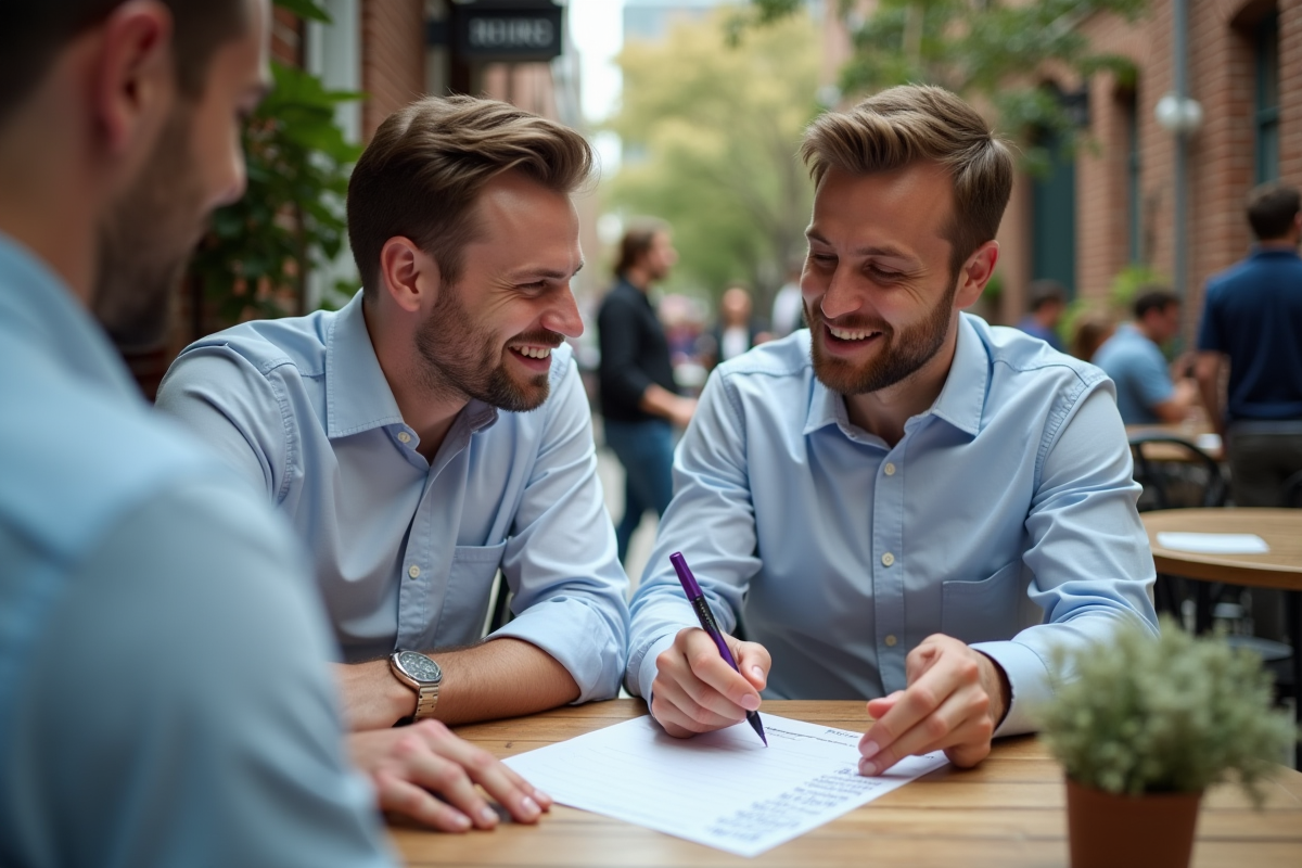 Deux amis discutant d