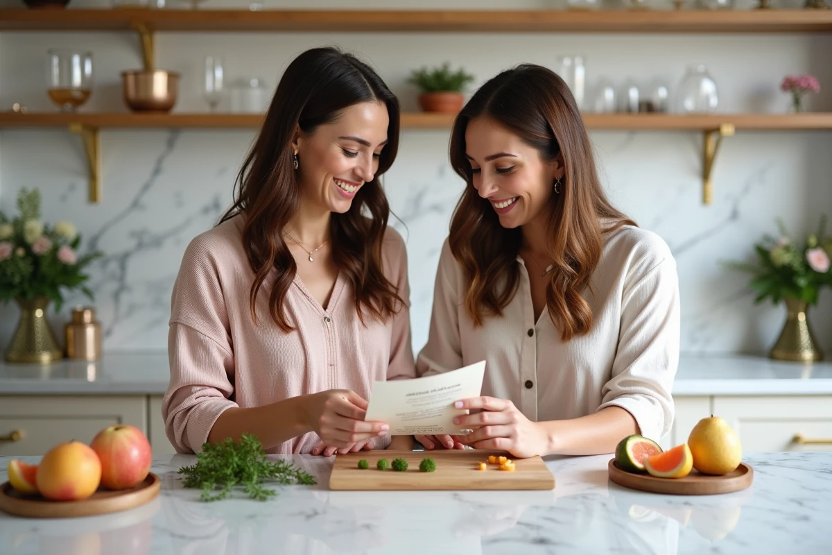 Deux amies préparant des cocktails maison lors d'une activité EVJF conviviale et sans gêne