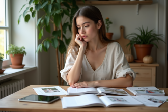 Jeune femme en préparatifs de mariage dans la cuisine