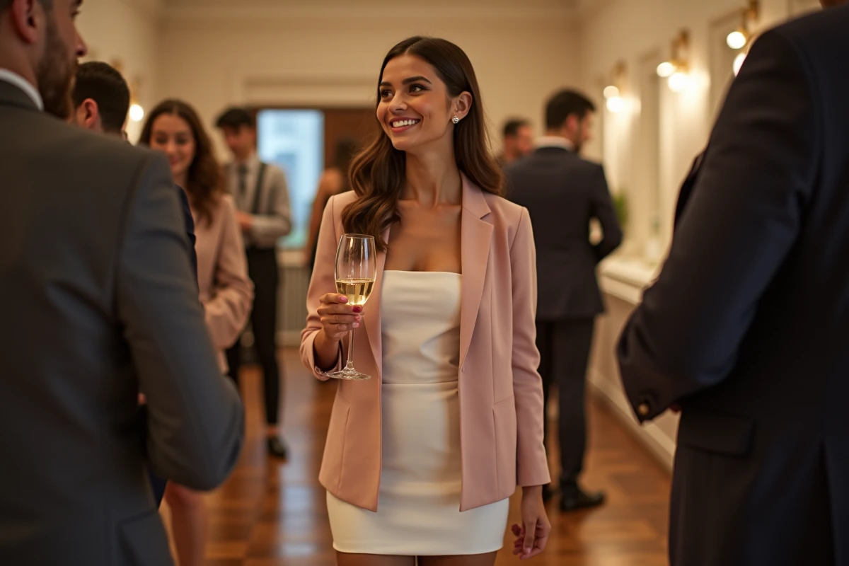 Femme élégante en robe courte lors d